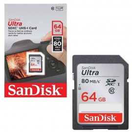 Cartão SD 64gb Sandisk Ultra 80mb/s