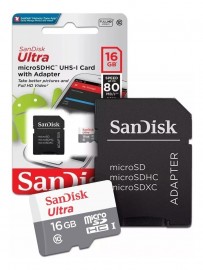 Cartão MicroSD 16gb Sandisk Ultra 80mb/s